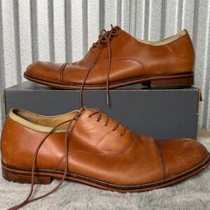 Johnston Murphy Mens Tan Leather Oxford Cap Toe Dress Shoes Size 12M